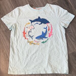 Mini Boden boys Light Blue Short-Sleeve printed shark circle tee 11 12